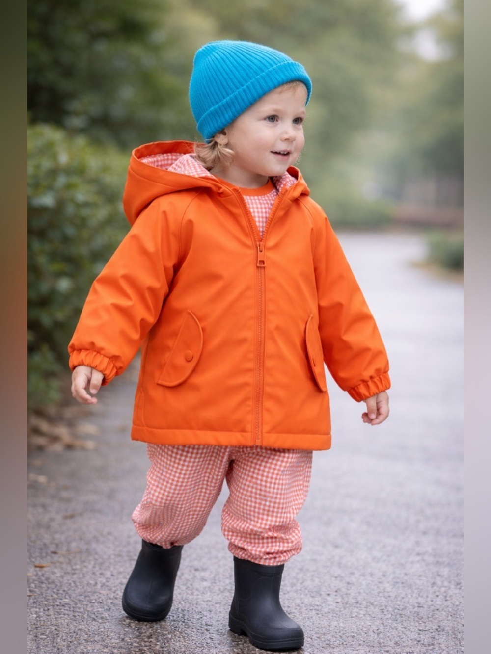 ZARA Kids Orange Rubberized Raincoat NWT Size 18-24M - Picture 8 of 8